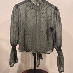 Chic Sheer Olive Blouse